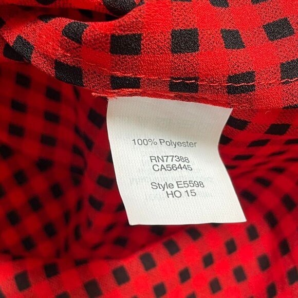 J Crew Plaid Pleated Button Front Blouse Top Size S Lightweight Red Black u - Picture 11 of 12